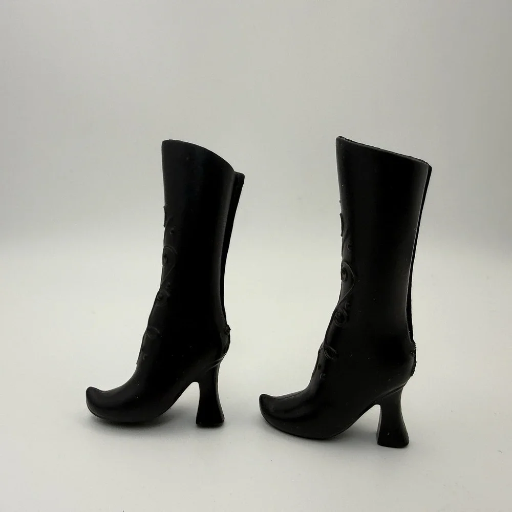 Mattel Barbie Doll Boots Disney Princess Anna Frozen Tall Black Scroll Curved